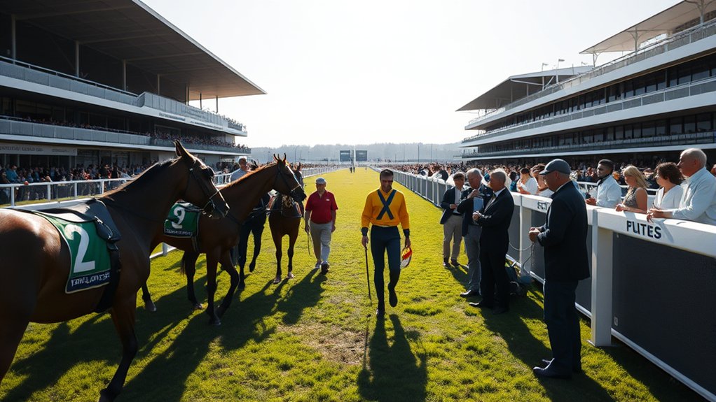 preparing horses for race start