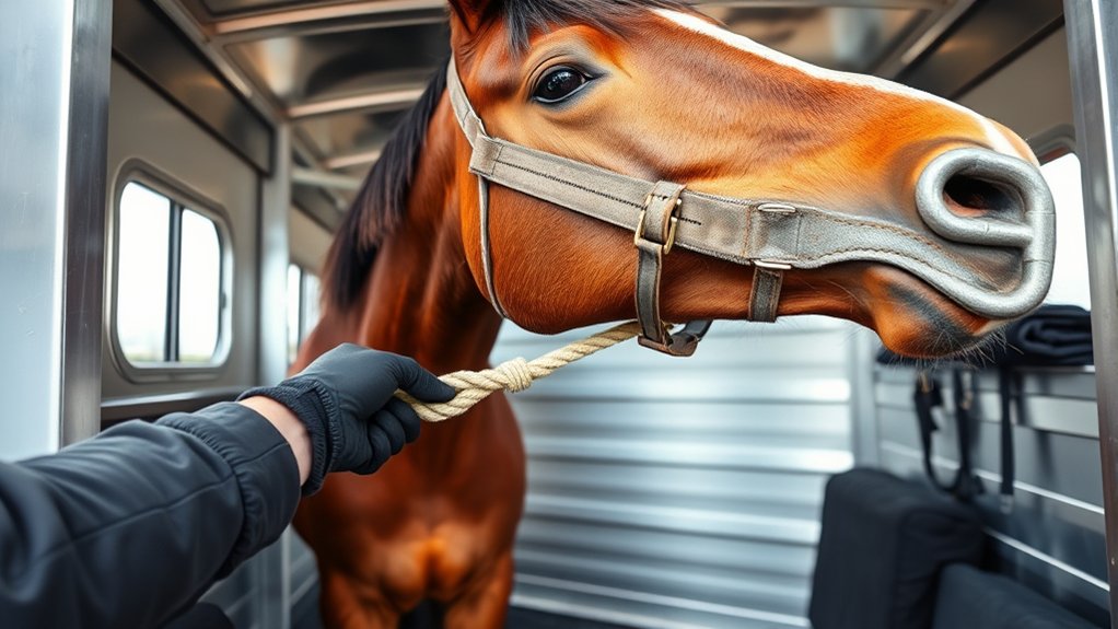 secure horse properly trailer